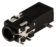 SAME SKY SJ-43515TS-SMT-TR Phone Audio Connector, 6 Contacts, Jack, 3.5 mm, Surface Mount Right Angle
