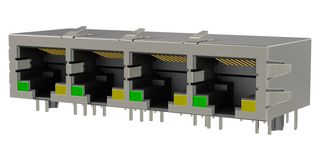AMPHENOL COMMUNICATIONS SOLUTIONS RJE7J4881440 模块连接器, RJ45 插座, 1 x 4, (排路), 8P8C, Cat5e, 通孔
