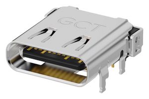 GCT USB4900-00-A 连接器, USB, USB C, USB 3.2 Gen 2, 插座, 24 路, 表面安装, 通孔安装, 直角型