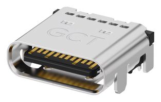 GCT USB4910-00-A 连接器, USB, USB C, USB 3.2 Gen 2, 插座, 24 路, 表面安装, 通孔安装, 直角型