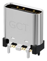 GCT USB4950-00-C 连接器, USB, USB C, USB 3.2 Gen 2, 插座, 24 路, 表面安装, 通孔安装, 垂直