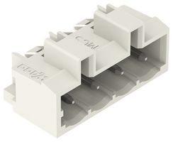 WAGO 721-434/001-000 端子块, PA66, Light Gray, 1Row, 针座, 5 mm, 4 路, 12 A, 630 V, 通孔直角