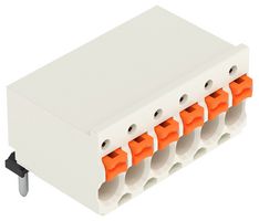 WAGO 2091-1376 Wire-To-Board Terminal Block, Light Grey, Female, 3.5 mm, 6 Ways, 24 AWG, 14 AWG, 1.5 mm², Push In