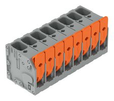 WAGO 2606-3108/020-000 Wire-To-Board Terminal Block, Grey, 7.5 mm, 8 Ways, 24 AWG, 8 AWG, 6 mm², Push In