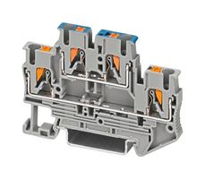 PHOENIX CONTACT 3210994 DIN Rail Mount Terminal Block, Grey, 4 Ways, 26 AWG, 12 AWG, 4 mm², Push In, 22 A
