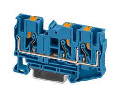 PHOENIX CONTACT 3211485 接线端子, DIN导轨安装, 蓝色, 3 路, 20 AWG, 8 AWG, 10 mm², 推入式, 41 A