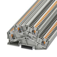 PHOENIX CONTACT 3211832 DIN Rail Mount Terminal Block, Grey, 4 Ways, 24 AWG, 10 AWG, 6 mm², Push In, 28 A