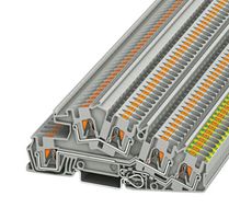 PHOENIX CONTACT 3214050 DIN Rail Mount Terminal Block, Grey, 5 Ways, 24 AWG, 10 AWG, 6 mm², Push In, 28 A