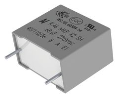 KEMET R463R447040M2M 安全电容器, 金属化PP, 径向盒式 - 2引脚, 4.7 µF, ± 20%, X2, 通孔安装