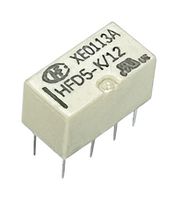 HONGFA HFD5-K/12 信号继电器, 12 VDC, DPDT, 1 A, HFD5-K Series, 通孔安装, 非闭锁