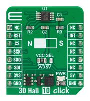 MIKROELEKTRONIKA MIKROE-5988 Add-On Board, 3D Hall 10 Click, MikroE MikroBUS Compatible Development Boards