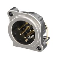 NEUTRIK NC5MBH1 XLR连接器, 水平, 5 触点, 插头, 面板PCB安装, 镀金触芯, 尼龙6.6(聚酰胺6.6)主体, B Series