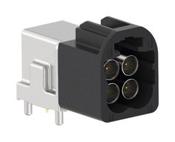 AMPHENOL RF FM2-NARP-PCB-3 射频/同轴连接器, 2端口，亮黑色, 迷你 FAKRA 同轴, 直角插头, 通孔安装 直角, 50 ohm, 铜镍合金
