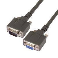 L-COM CPMS9MF-50 Computer Cable, D Sub 9 Position Plug, D Sub 9 Position Receptacle, 50 ft, 15.24 m, Grey
