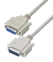 L-COM CRMN15MF-5 Computer Cable, D Sub 15 Position Plug, D Sub 15 Position Receptacle, 5 ft, 1.52 m, Light Grey