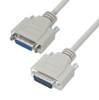 L-COM CSMN15MF-2.5 Computer Cable, D Sub 15 Position Plug, D Sub 15 Position Receptacle, 2.5 ft, 762 mm, Light Grey