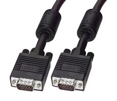 L-COM CTLF3VGAMM-5 Computer Cable, HD-15 Plug, HD-15 Plug, 5 ft, 1.52 m, Black, CTLF3VGAMM Series
