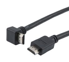L-COM HD21PRAU-MM-BLK-05M 音频/视频电缆组件, PVC, 2.1, 90° HDMI 插头, HDMI插头, 19.7 ", 500 mm, 黑色