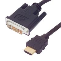 L-COM HD-DVI-MM-2 音频/视频电缆组件, HDMI插头, DVI-D Single Link Plug, 6.6 ft, 2 m, 黑色, HD-DVI-MM Series