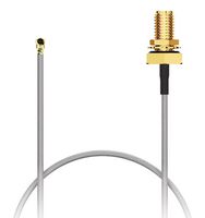 GCT CAB603RF-0300-A-1 射频/同轴电缆组件, 11.8 ", 300 mm, 1.13mm, 90° I-PEX MHFI 插头, SMA RP 隔板式插孔, 50 ohm