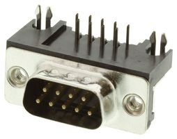 TE CONNECTIVITY 2301843-1 D Sub Connector, W/ Board Lock, DB9, Standard, Plug, 9 Contacts, DE, Solder