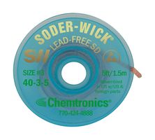 CHEMTRONICS 40-3-5 脱焊编织, SODER-WICK®, 无铅, 静态防静电线轴, 铜, 2MM X 5英尺