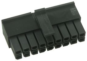 MOLEX 43025-1800 Connector Housing, Black, Micro-Fit 3.0 43025 Series, Receptacle, 18 Ways, 3 mm