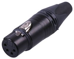 NEUTRIK NC4FXX-B XLR连接器, 4 触点, 插座, 电缆安装, 镀金触芯, 金属主体, XX