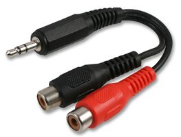 PRO SIGNAL PSG00208 音频/视频线缆组件,100 mm长,3.5 mm立体声耳机插头至 2 个 RCA/声纳插座,黑色