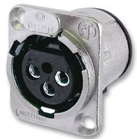 NEUTRIK NC3FD-V XLR连接器, 3 触点, 插座, 电路板安装, 镀银触芯, 金属主体, D