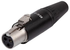 REAN RT3FC-B XLR Connector, Mini XLR, 3 Contacts, Socket, Cable Mount, Gold Plated Contacts, Metal Body