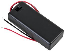 MULTICOMP PRO MP000372 电池座,封闭式 2xAA,ABS 树脂,黑色,引线式,开/关开关