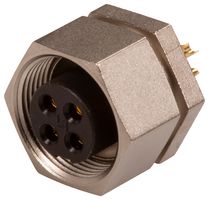 BINDER 09 0082 00 04 圆形连接器, Subminiature Circular Connector, 711系列, 面板安装插座, 4 触点, 焊接插座