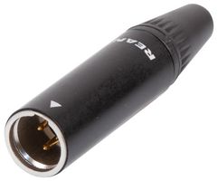 REAN RT3MC-B XLR连接器, 迷你XLR, 3 触点, 插头, 电缆安装, 镀金触芯, 锌主体, TINY xlr