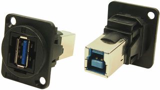 CLIFF ELECTRONIC COMPONENTS CP30210N USB Adapter, CSK Hole, USB Type A Receptacle, USB Type B Receptacle, USB 3.0, FT Series
