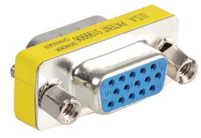 VIDEK 8111 连接器适配器, D-sub, 端口保护, 高密度 D Sub, 插头, 15 路, 高密度 D Sub, 插座, 15 路