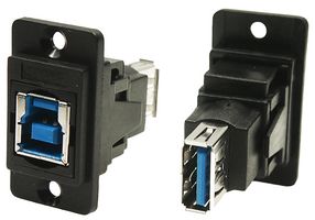 CLIFF ELECTRONIC COMPONENTS CP30706N USB适配器, CSK孔, USB B 插座, USB A 插座, USB 3.0, Dual Entry Feed Through Series