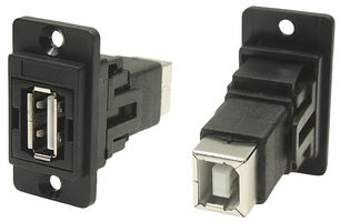 CLIFF ELECTRONIC COMPONENTS CP30709N USB适配器, CSK孔, USB A 插座, USB B 插座, USB 2.0, Dual Entry Feed Through Series