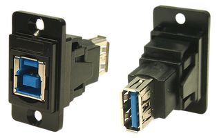 CLIFF ELECTRONIC COMPONENTS CP30706NMB USB Adapter, CSK Hole, USB Type B Receptacle, USB Type A Receptacle, USB 3.0