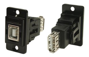 CLIFF ELECTRONIC COMPONENTS CP30707NMB USB适配器, CSK孔, USB B 插座, USB A 插座, USB 2.0, 未评级, Dual Entry Feed Through Series