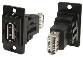 CLIFF ELECTRONIC COMPONENTS CP30708NMB USB适配器, CSK孔, USB A 插座, USB A 插座, USB 2.0, 未评级, Dual Entry Feed Through Series