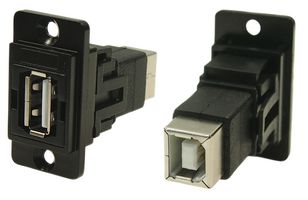 CLIFF ELECTRONIC COMPONENTS CP30709NMB USB适配器, CSK孔, USB A 插座, USB B 插座, USB 2.0, 未评级, Dual Entry Feed Through Series