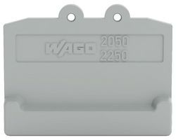 WAGO 2050-391 Accessory, Grey, TOPJOB® S 2050 Series Snap-On Mount Terminal Blocks, End Plate, 2050-3x1 Series