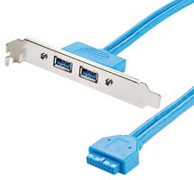 STARTECH USB3SPLATE 计算机电缆, USB 3.0, 内部, 19路, USB 2.0 A插座, x2, 19.69 ", 500 mm, 浅蓝