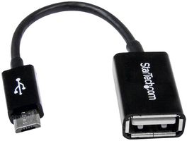 STARTECH UUSBOTG USB线缆, Micro B型插头至A型插座, 127 mm, 5 ", USB 2.0 OTG, 黑色