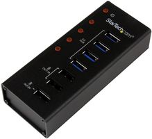 STARTECH ST4300U3C3 4 Port USB 3.0 Hub with 3x USB Charging Ports - Wall Mountable Mains Powered, NA, EU, UK