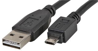PRO SIGNAL PSG91259 USB Cable, Type A Plug to Micro Type B Plug, 1 m, 3.28 ft, USB 2.0, Black