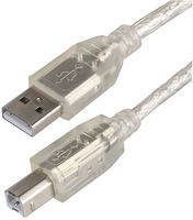 PRO SIGNAL PSG91439 USB Cable, Type A Plug to Type B Plug, 5 m, 16.4 ft, USB 2.0, Transparent