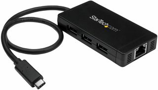 STARTECH HB30C3A1GE USB-C至3端口USB 3.0集线器，带千兆以太网，北美、日本、欧盟、英国、澳大利亚和新西兰
