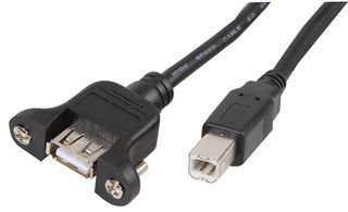 PRO SIGNAL PSG91627 计算机电缆, USB 2.0 B插头, USB 2.0 A插座, 面板安装, 3.28 ft, 1 m, 黑色
